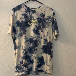 Nike Blue and Cream Tie-Dye Men's Tee